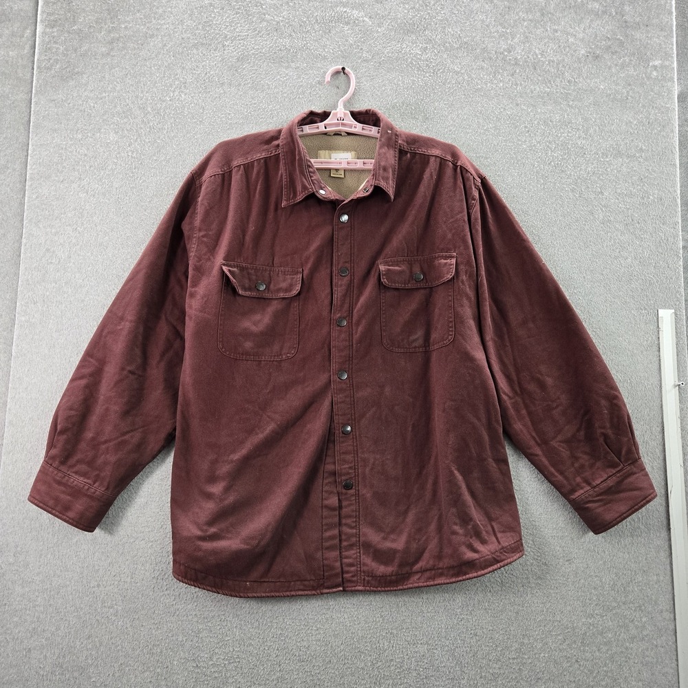 Woolrich Men Jacket 2XL Cabernet Cotton Nylon 6230 Shirt Snap Button READ